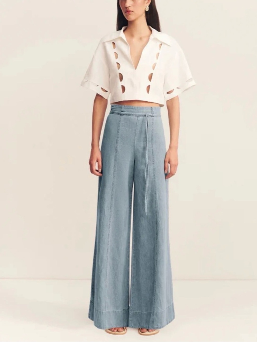 NWOT Shona Joy PALAZZO PANTS - BLEACHED BLUE